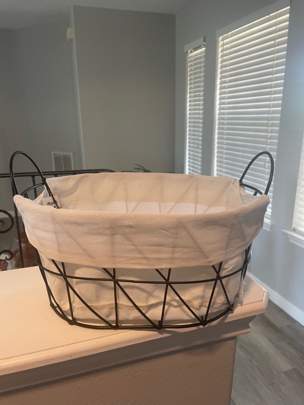Black Wire Basket with Removable Cream Liner